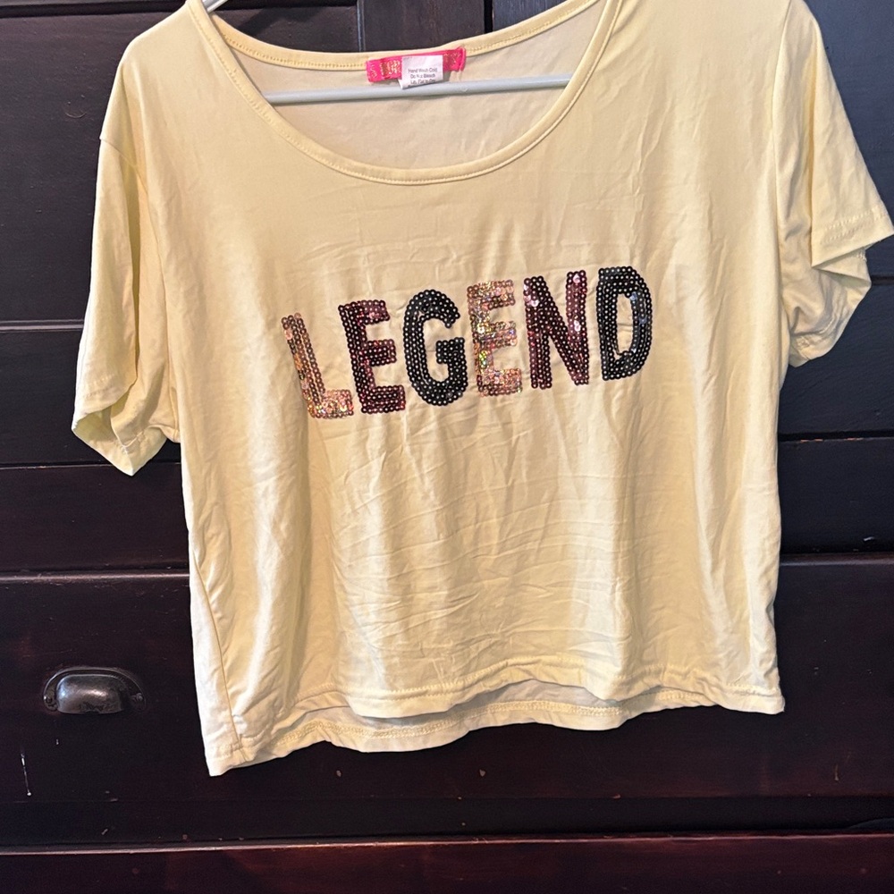 Yellow Graphic Tee with 'Legend' Print